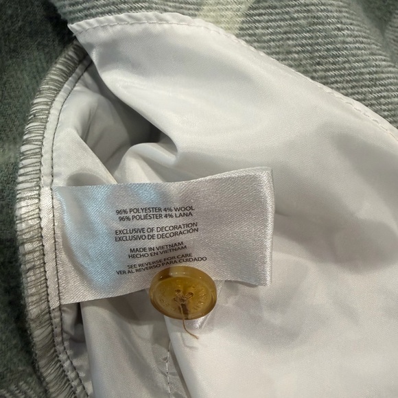 Banana Republic Green and Cream Plaid Wool Blend Jacket Size L - Picture 4 of 4